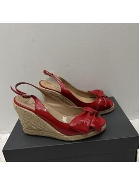 Valentino Red Leather Wedge Sandals